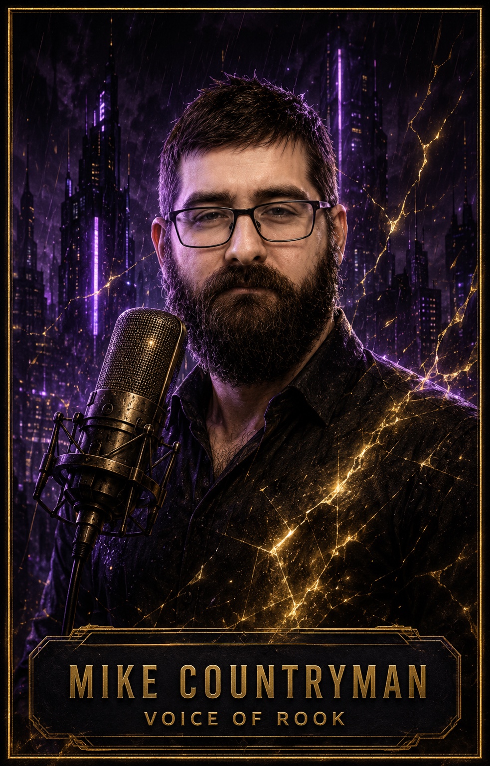 Mike Countryman, voice of Rook in After the Applause, beside a vintage microphone
